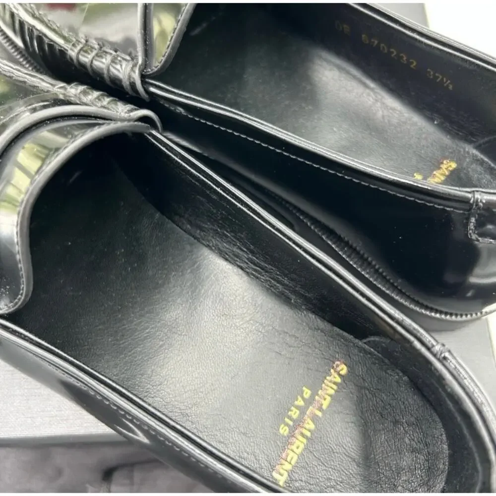 SOLD Women's Saint Laurent leather penny loafers size 37.5 made in Italy - Picture 6 of 13